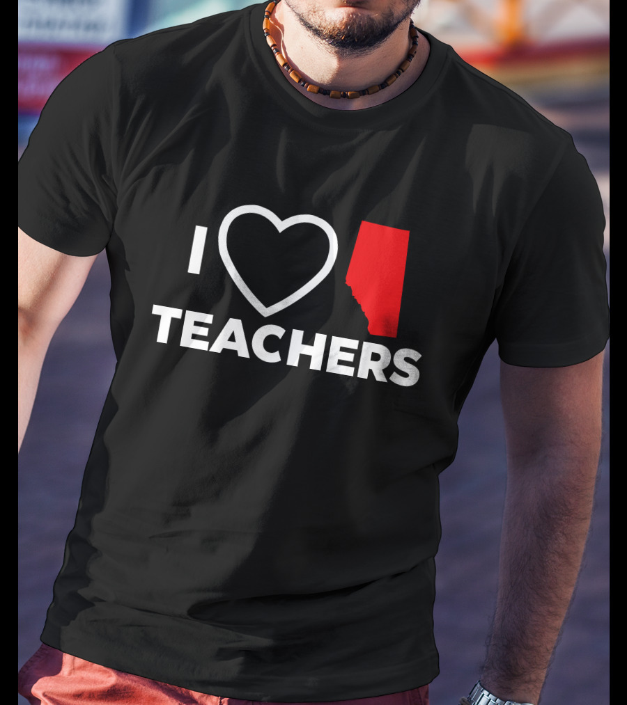 I Love Alberta Teachers Heart Red Map Krista Li T-Shirt