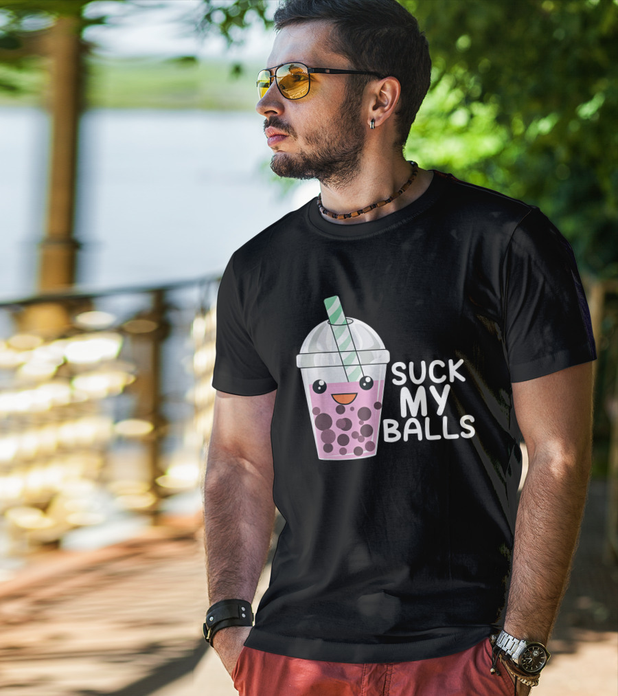 Suck My Balls Boba Tea Cute Cartoon T-Shirt