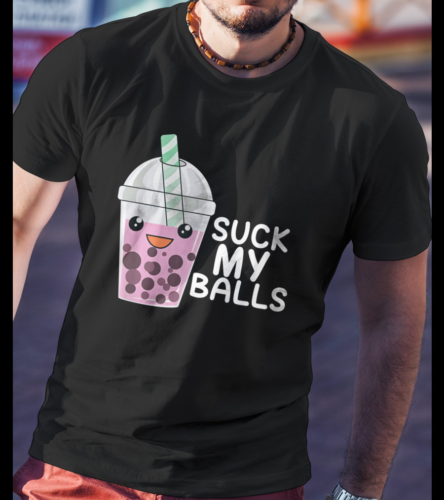 Suck My Balls Boba Tea Cute Cartoon T-Shirt