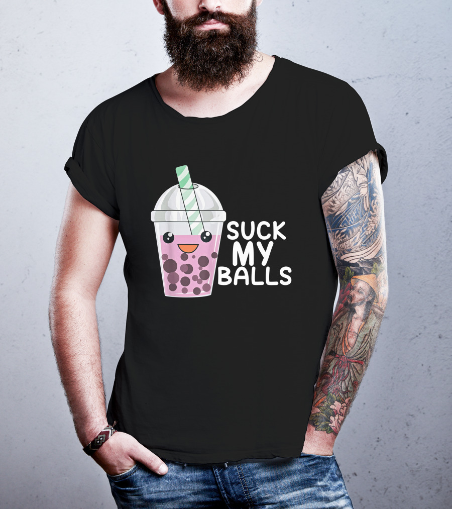 Suck My Balls Boba Tea Cute Cartoon T-Shirt