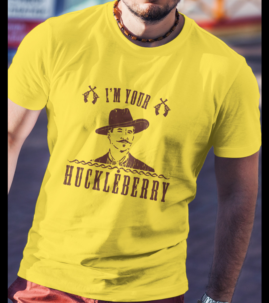 Super 70S Sports Store I'm Your Huckleberry Johnny Ringo Mustache Hat Guns T-Shirt