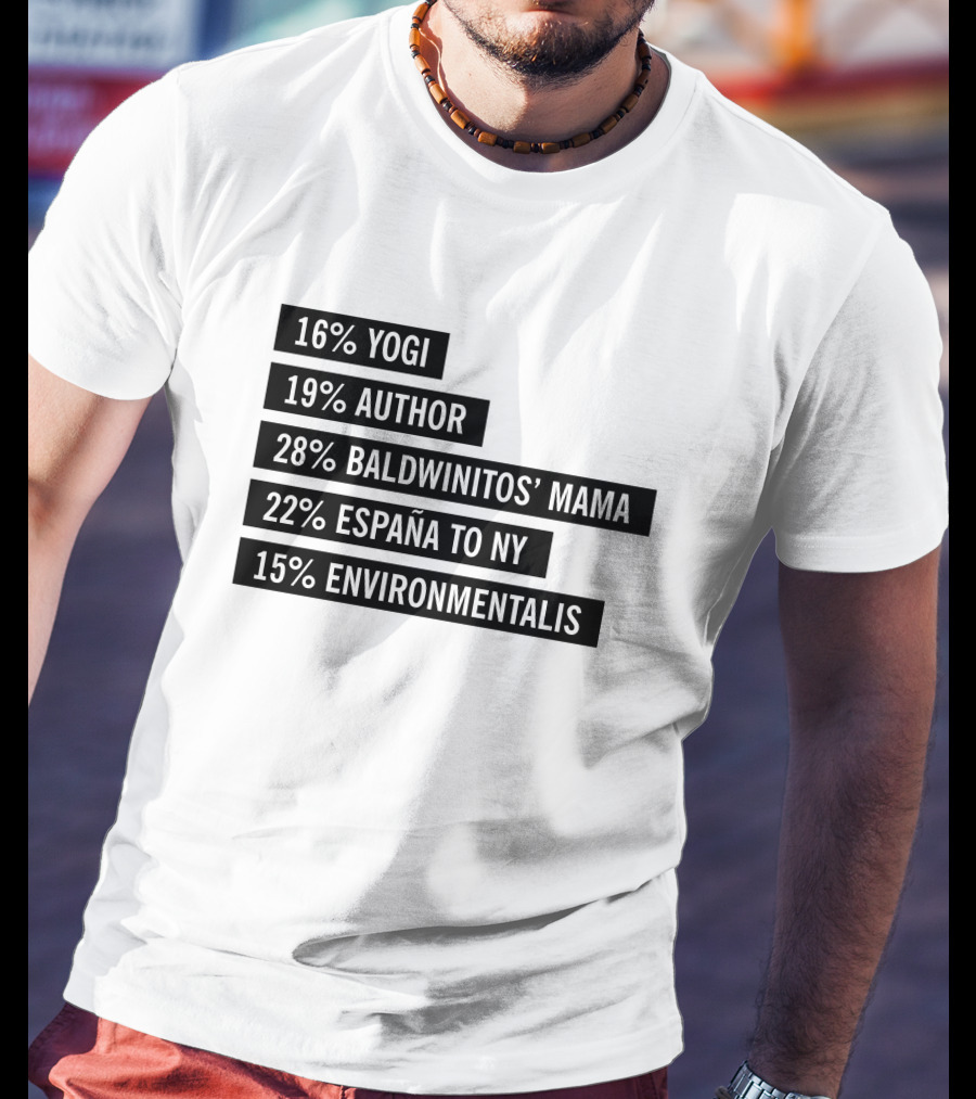 16% Yogi 19% Author 28% Baldwinitos’ Mama 22% España To NY 15% Environmentalist T-Shirt
