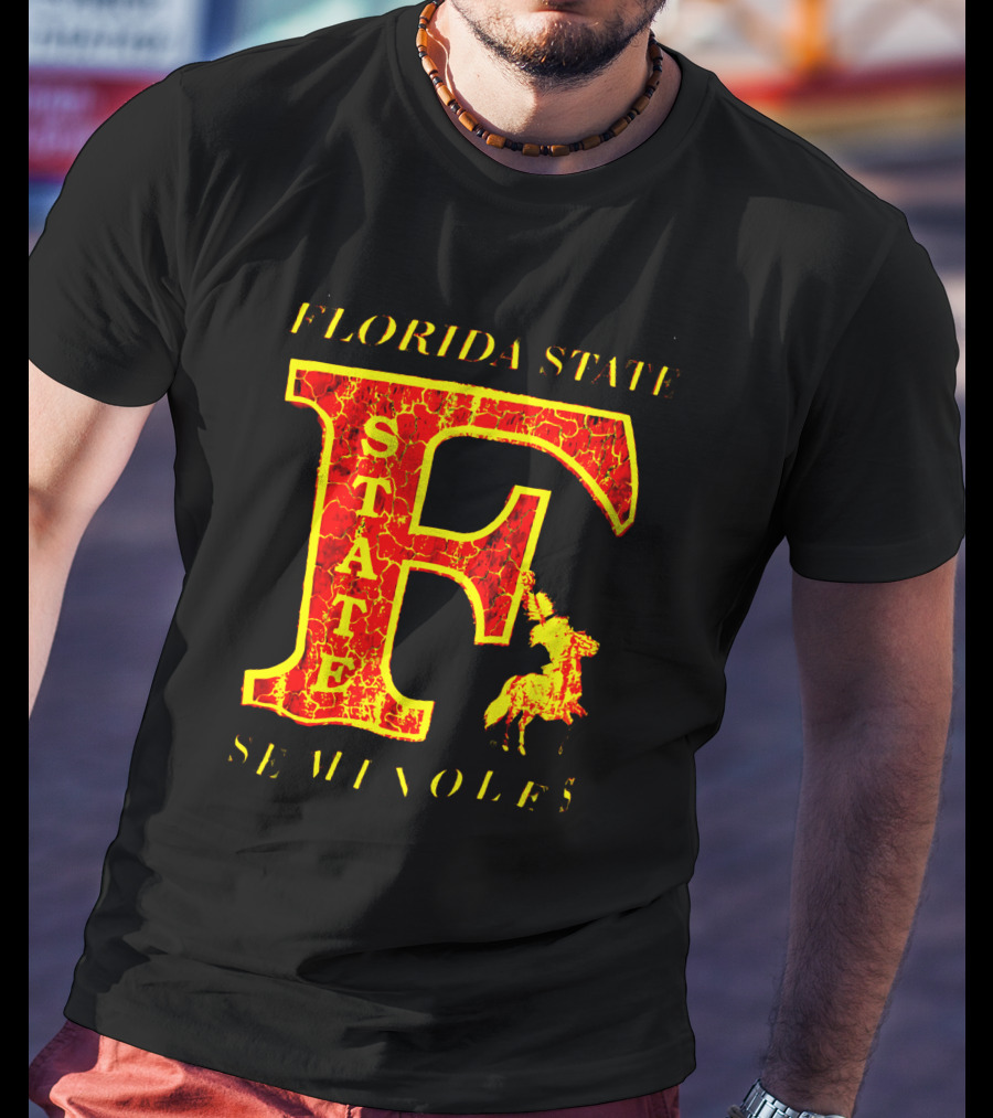 Florida State Seminoles Vintage 1980s Large F Cracked Texture T-Shirt