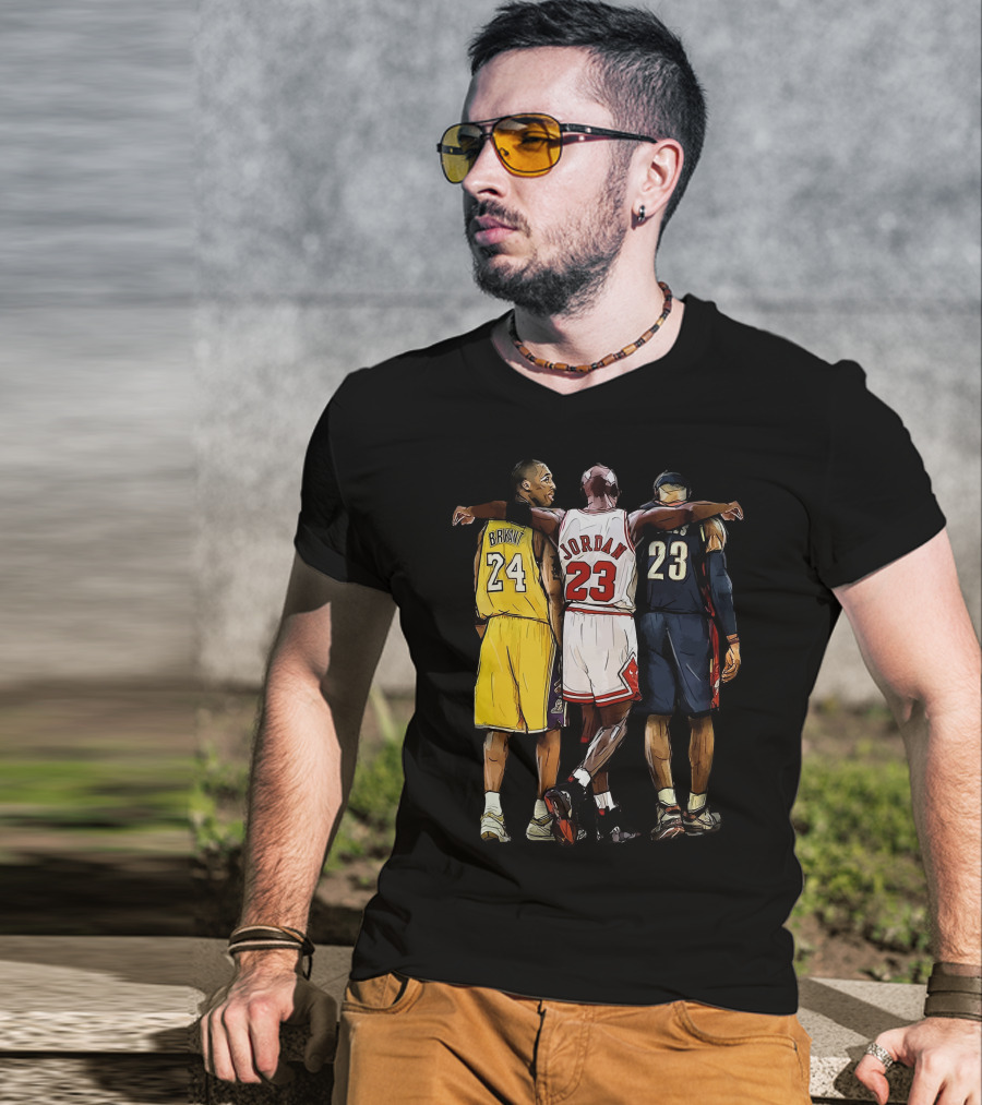 Kobe Bryant 24 Michael Jordan 23 LeBron James 23 GOAT Legendary Trio T-Shirt