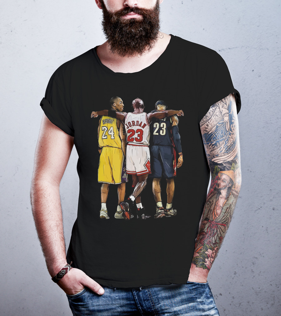 Kobe Bryant 24 Michael Jordan 23 LeBron James 23 GOAT Legendary Trio T-Shirt