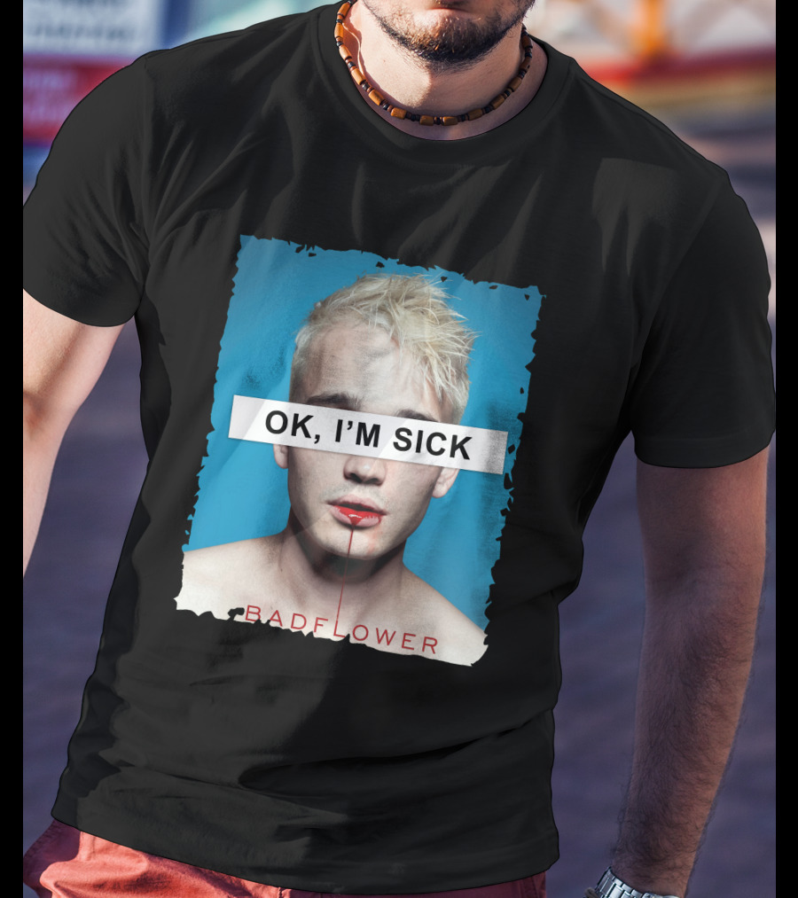 Badflower OK I'm Sick Album Art Distressed Blue Red T-Shirt