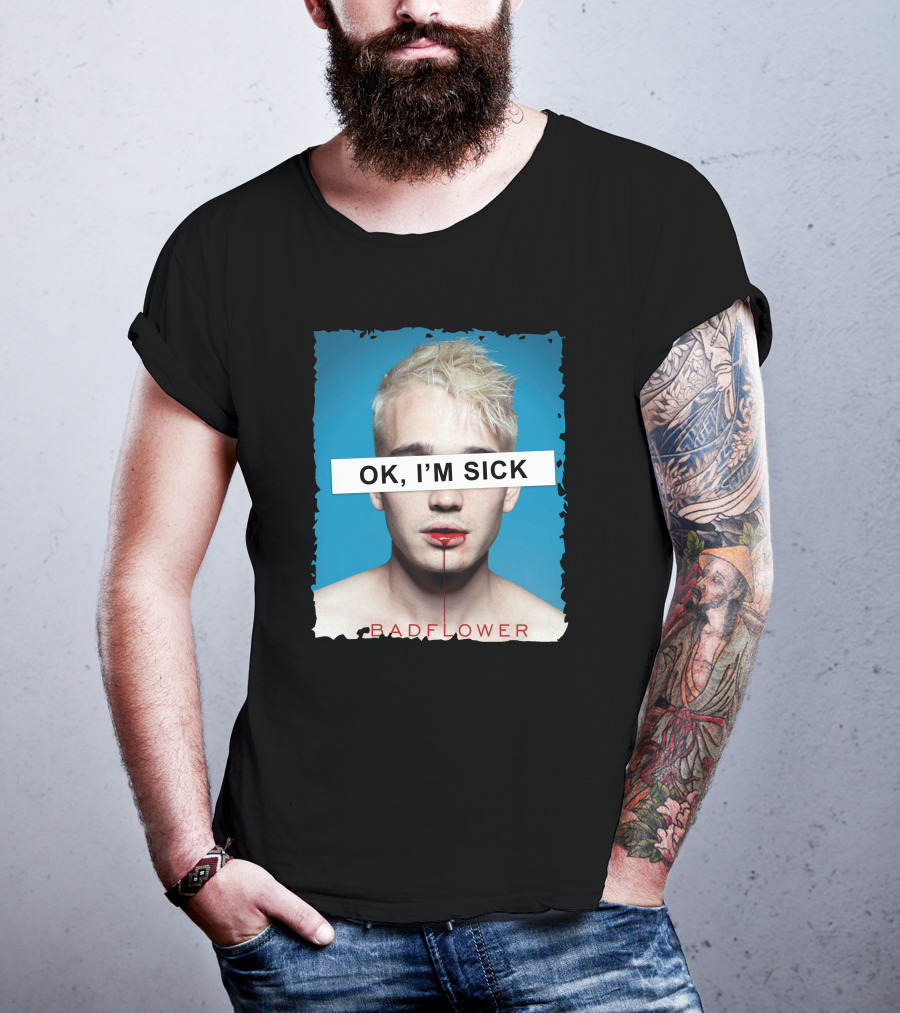 Badflower OK I'm Sick Album Art Distressed Blue Red T-Shirt