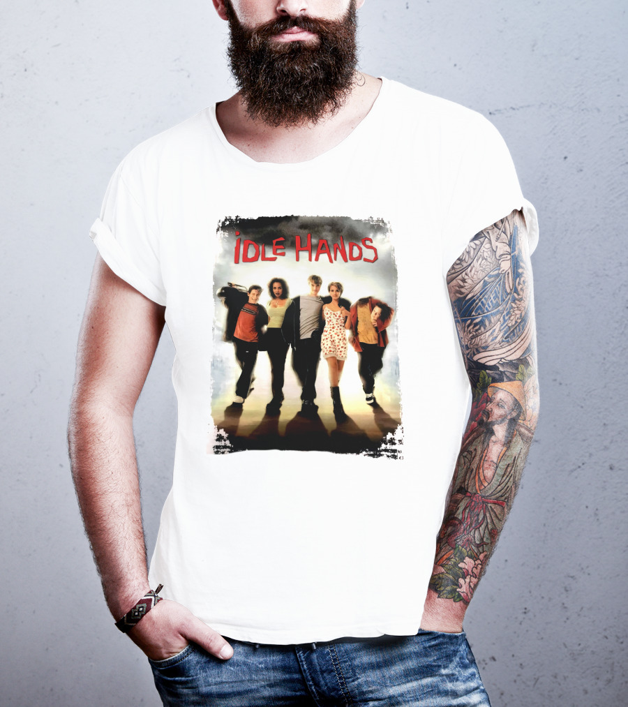 Idle Hands Seth Green Devon Sawa 1990s Halloween Horror Movie Cover T-Shirt