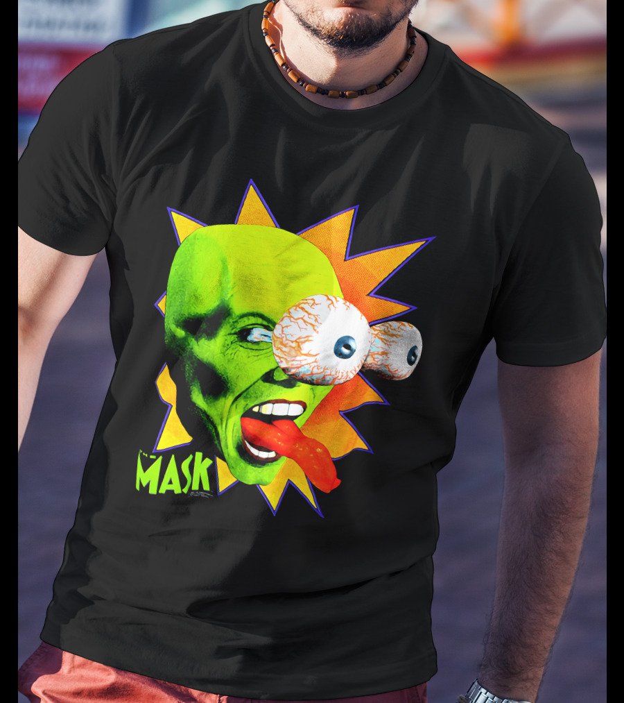 MASK Vintage Stanley Ipkiss Bug Eyes Scene Explosion T-Shirt