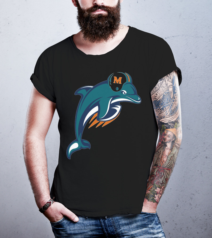 Miami Dolphins Football Team Logo With Helmet T-Shirt