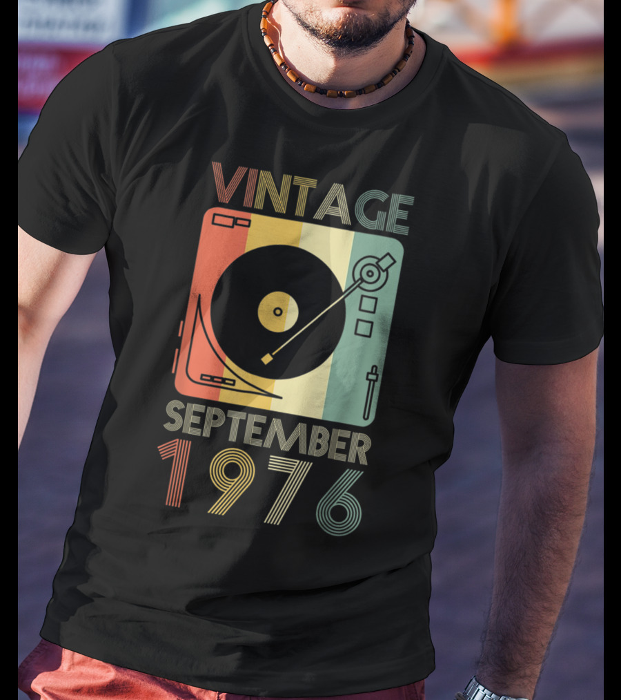 Vintage September 1976 Retro Record Player T-Shirt