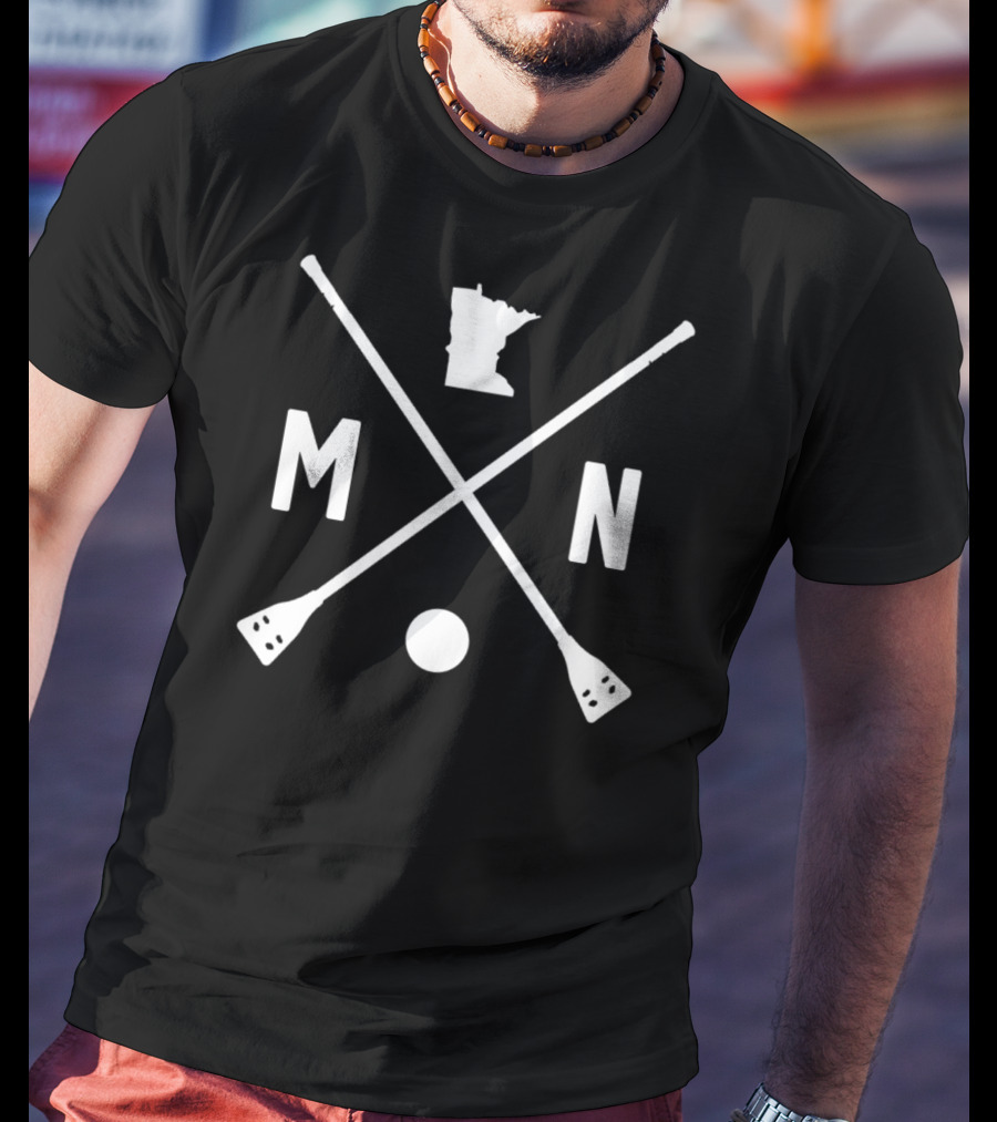 Minnesota Broomball Sport MN State Outline Vintage T-Shirt
