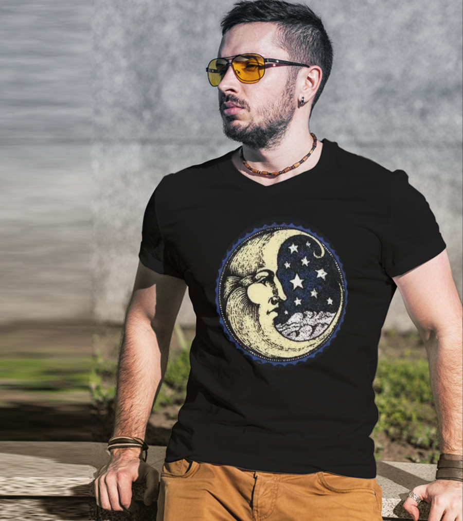 Vintage Celestial MoonMan With Stars And Face T-Shirt