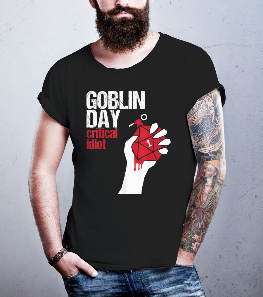 Goblin Day Critical Idiot Dice One Hand T-Shirt