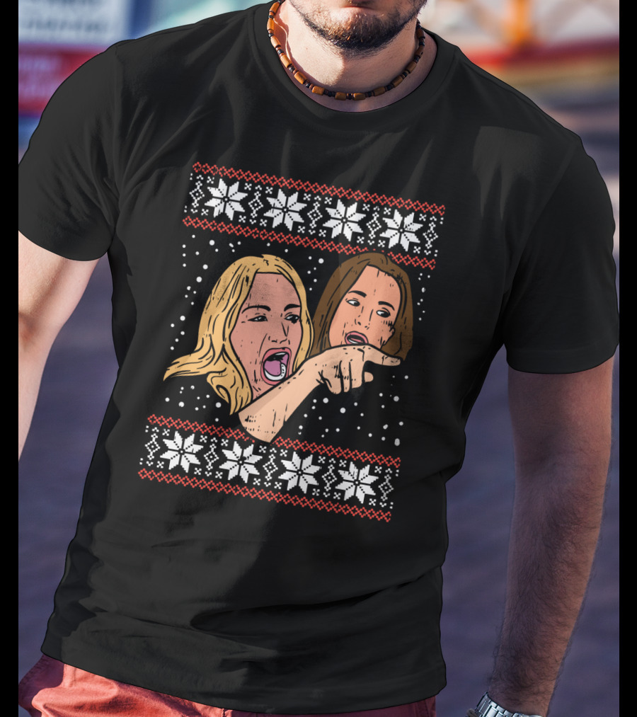 Angry Yelling Woman Meme Ugly Christmas T-Shirt