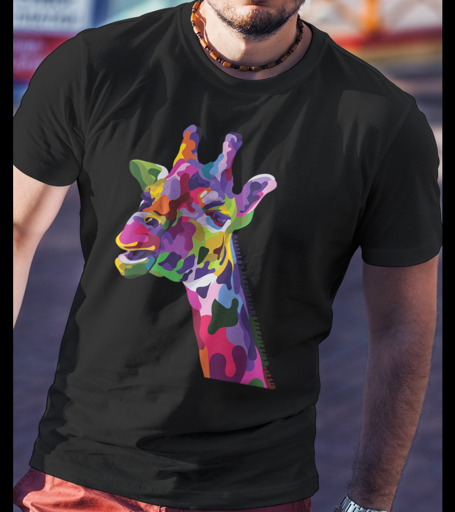 Giraffe Support Colorful Psychedelic T-Shirt