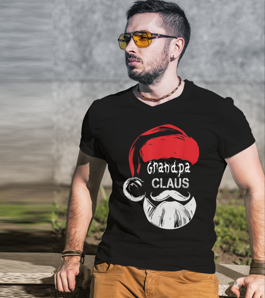 Grandpa Claus Christmas Grandpa Santa Beard Hat T-Shirt