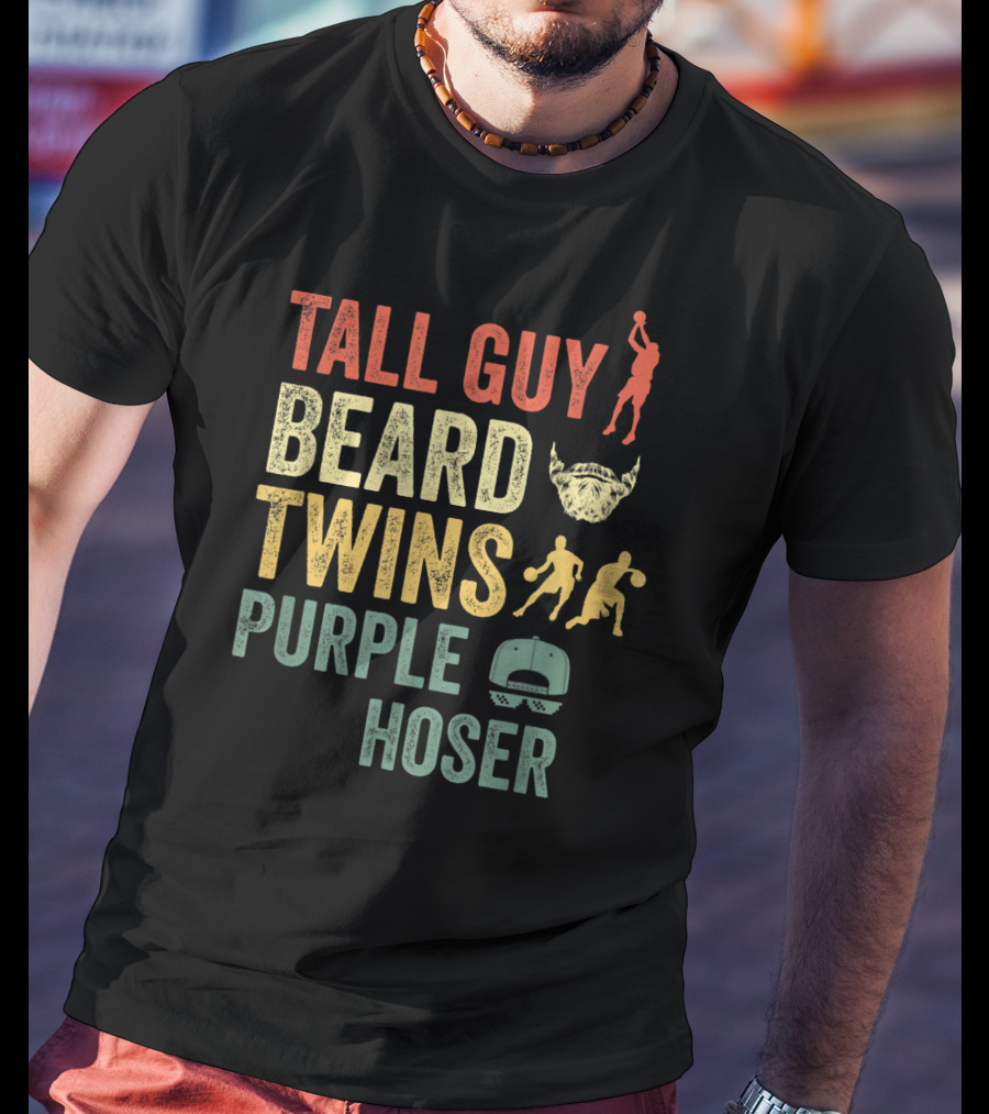 Perfect Dude Tall Guy Beard Twins Purple Hoser Basketball Cap T-Shirt