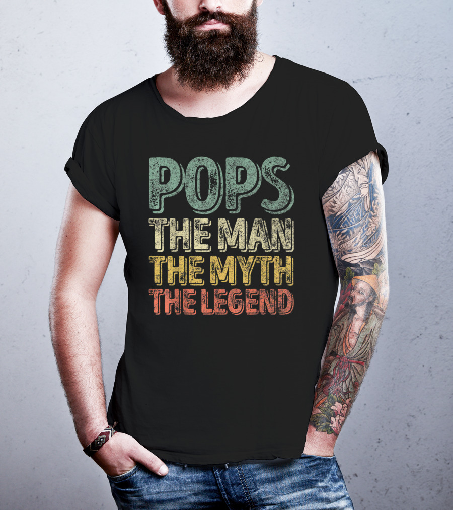 Pops The Man The Myth The Legend Christmas Papa T-Shirt