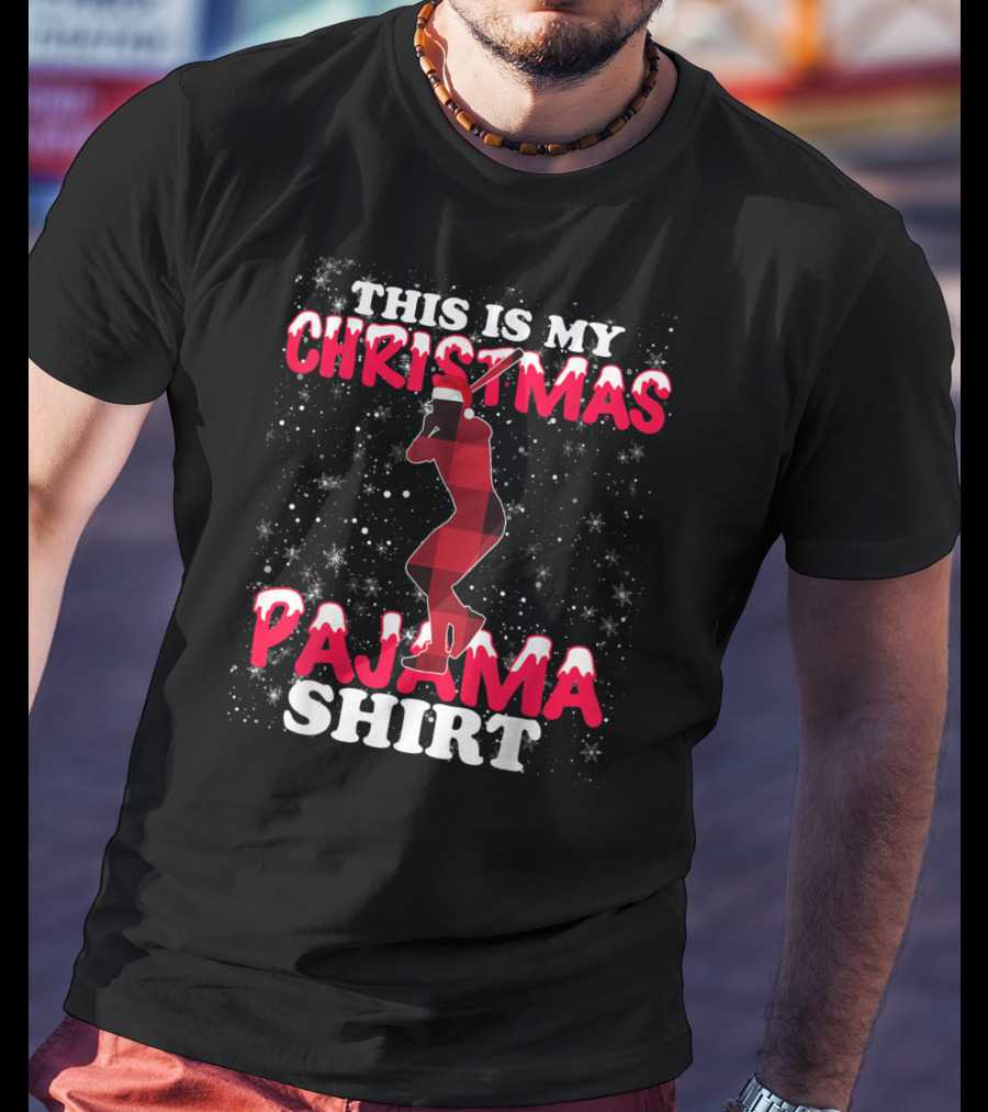 This Is My Christmas Pajama Shirt Plaid Baseball T-Shirt