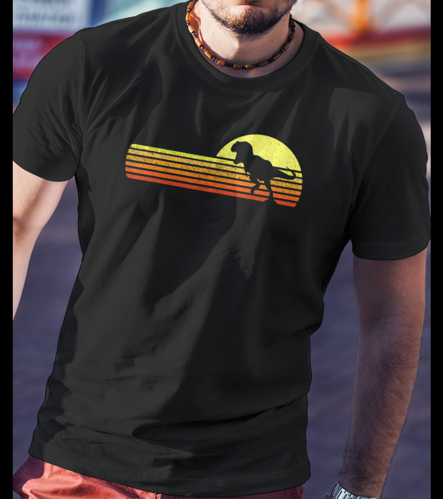 Retro Sunset Tyrannosaurus Rex Dinosaur Paleontology Science T-Shirt