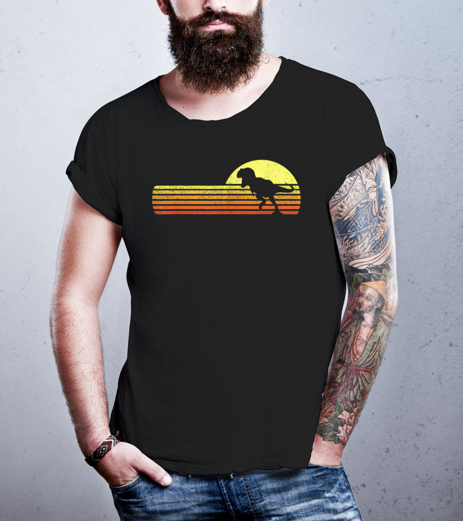 Retro Sunset Tyrannosaurus Rex Dinosaur Paleontology Science T-Shirt