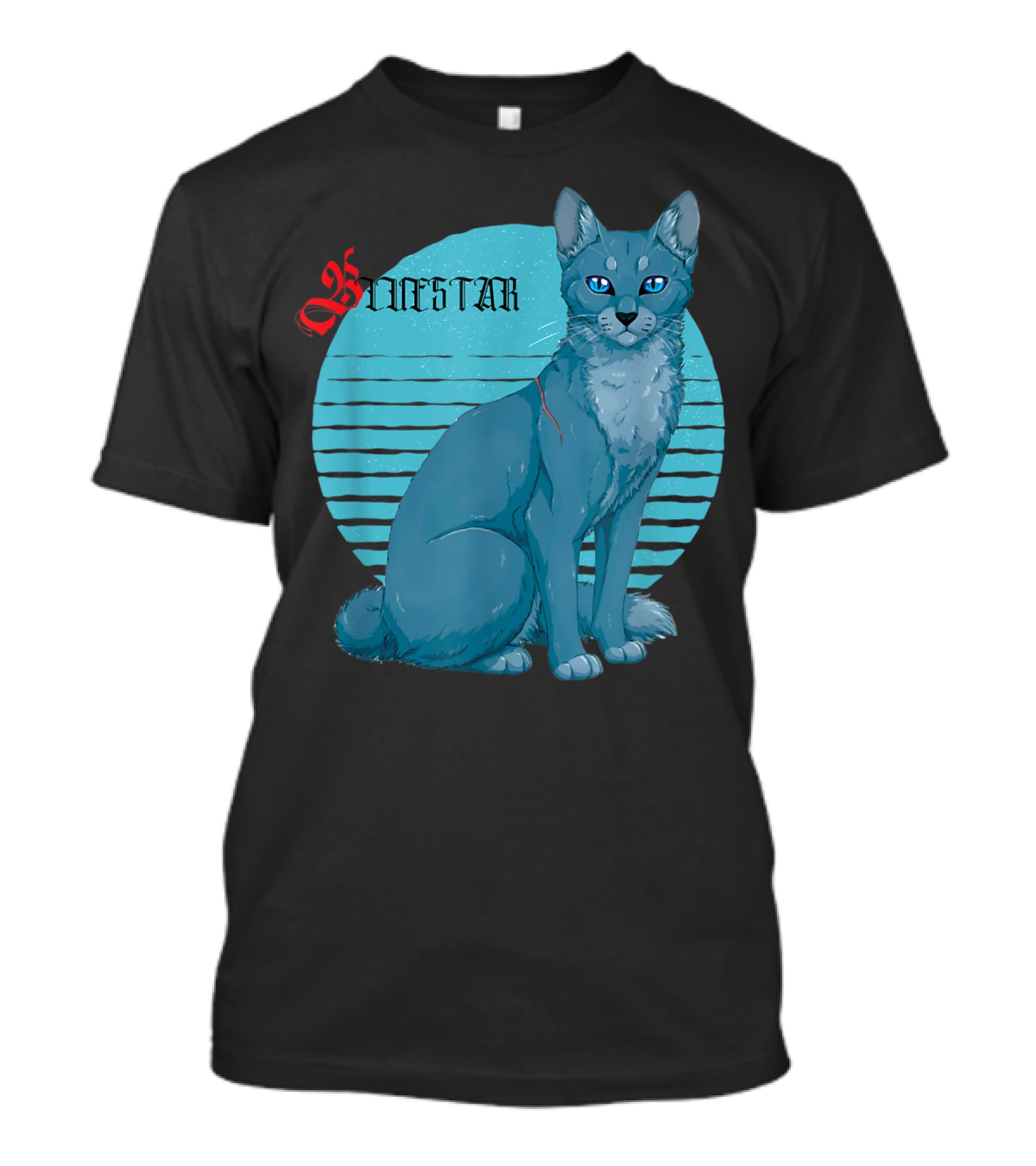 Bluestar Warrior Cats With Blue Striped Circle Background T-Shirt