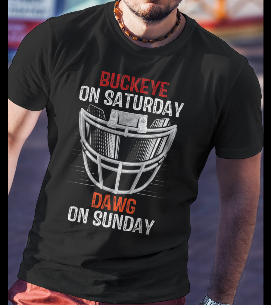 Buckeye On Saturday Dawg On Sunday Football Helmet Fan Crossover T-Shirt