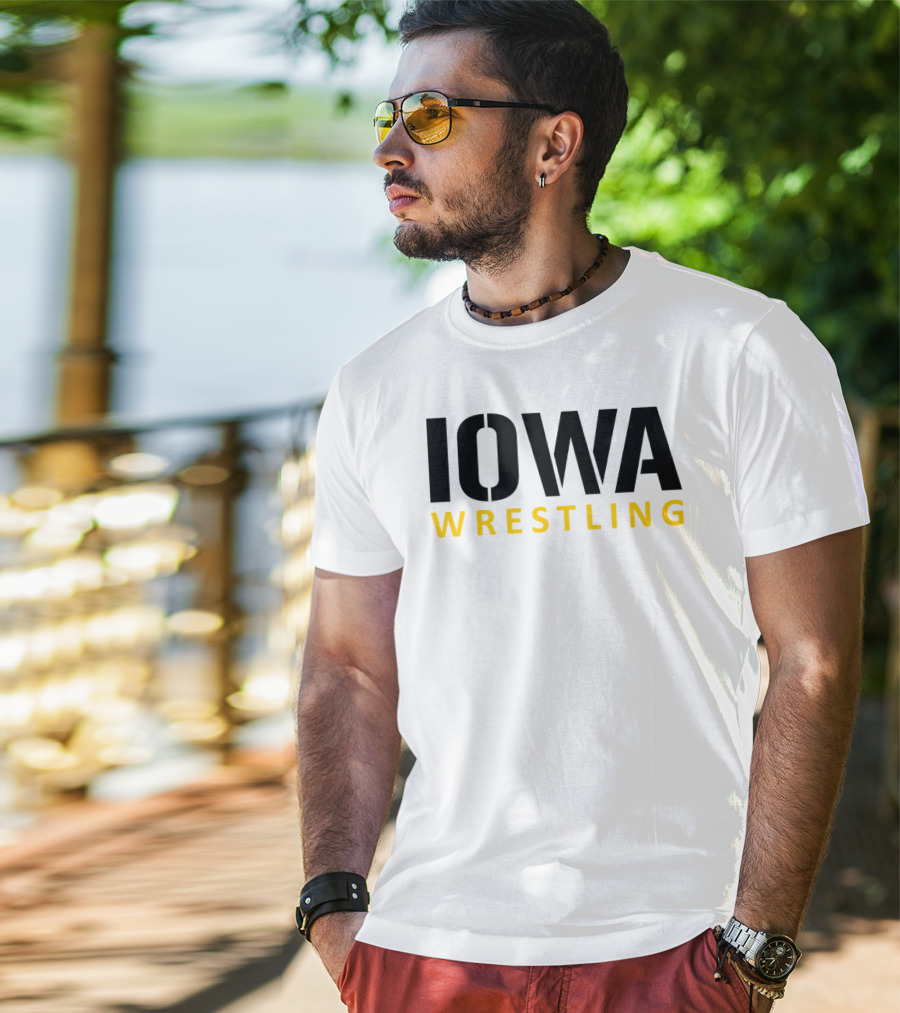 IOWA Wrestling Bold Black And Yellow Block T-Shirt