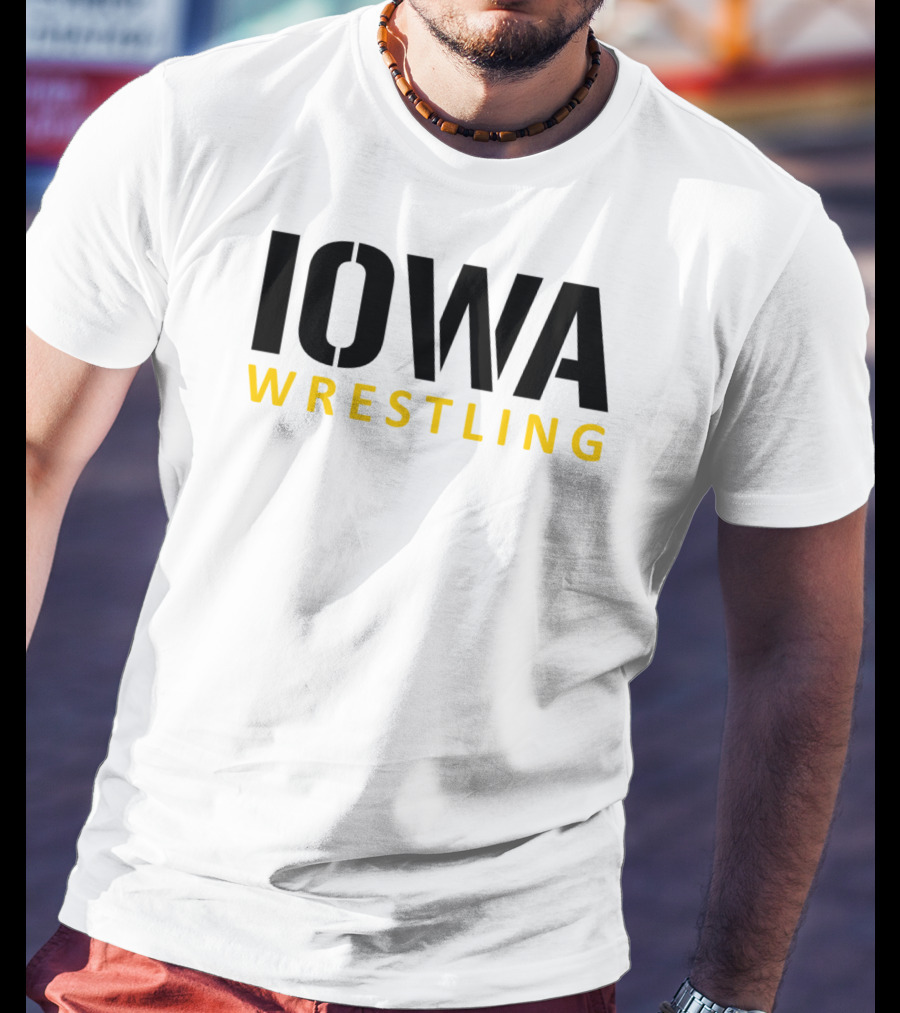 IOWA Wrestling Bold Black And Yellow Block T-Shirt