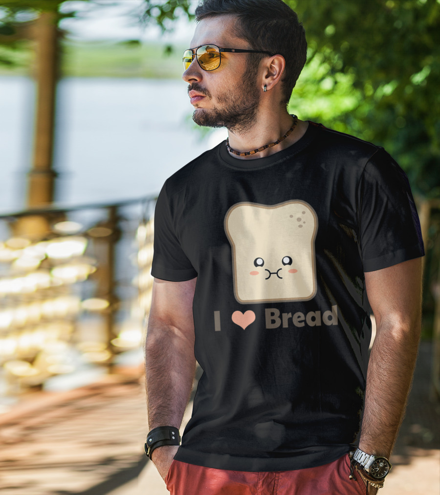 I Heart Kawaii Bread Cute Face T-Shirt
