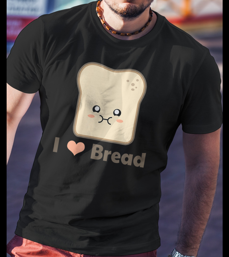 I Heart Kawaii Bread Cute Face T-Shirt
