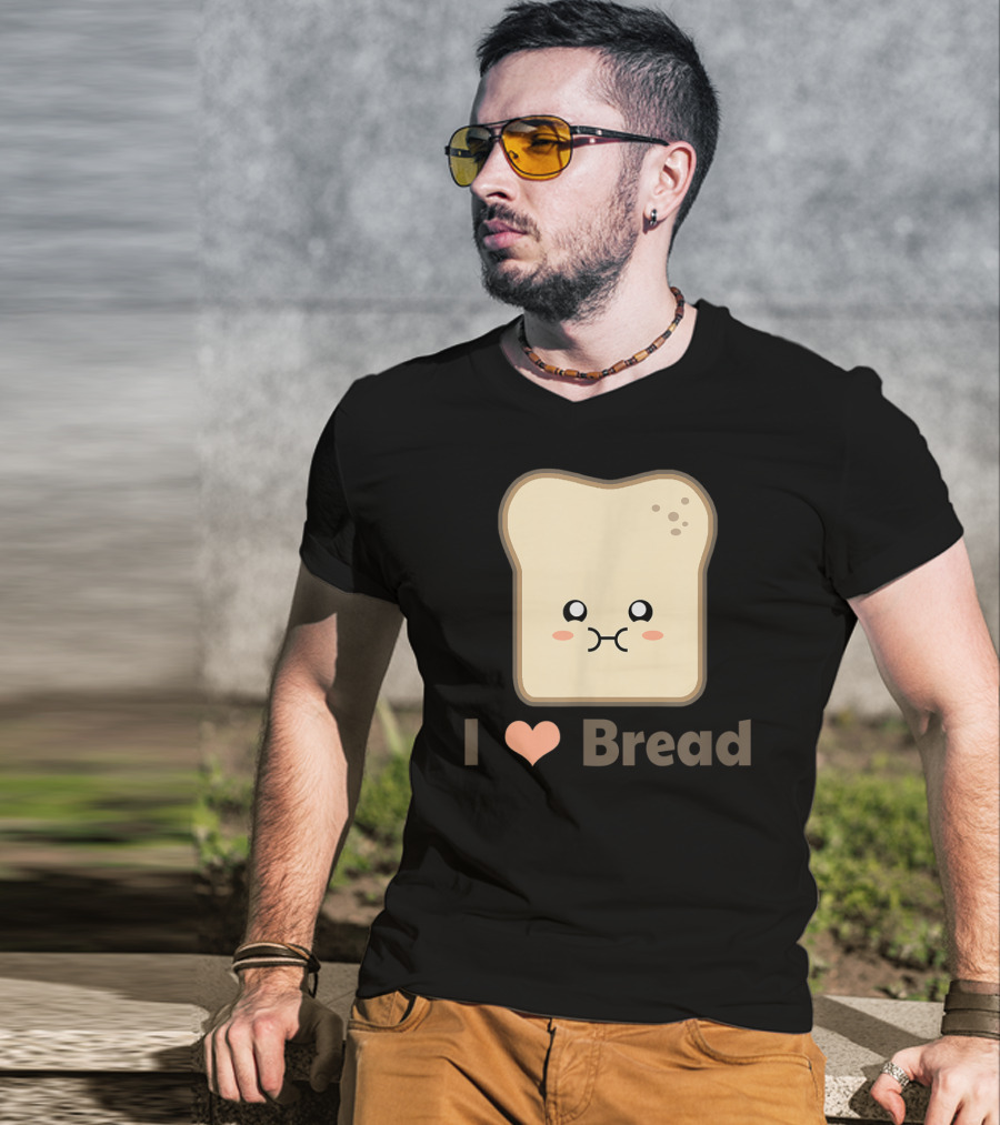 I Heart Kawaii Bread Cute Face T-Shirt