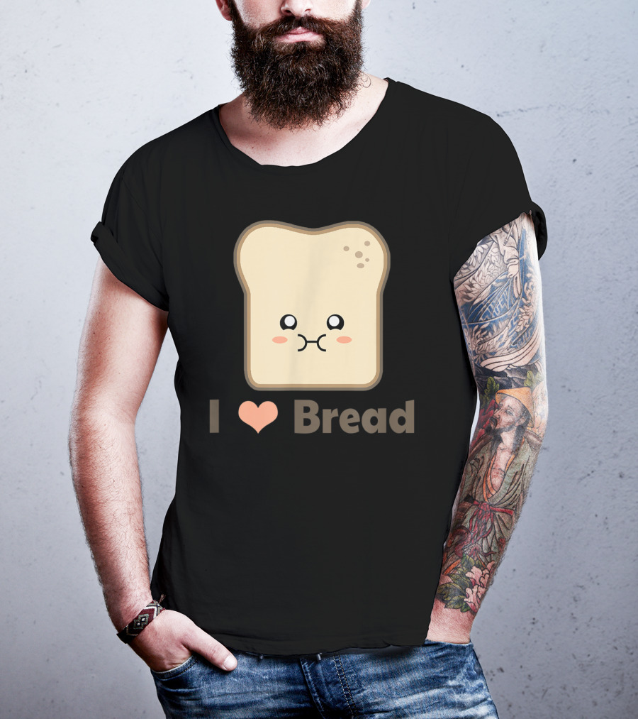 I Heart Kawaii Bread Cute Face T-Shirt