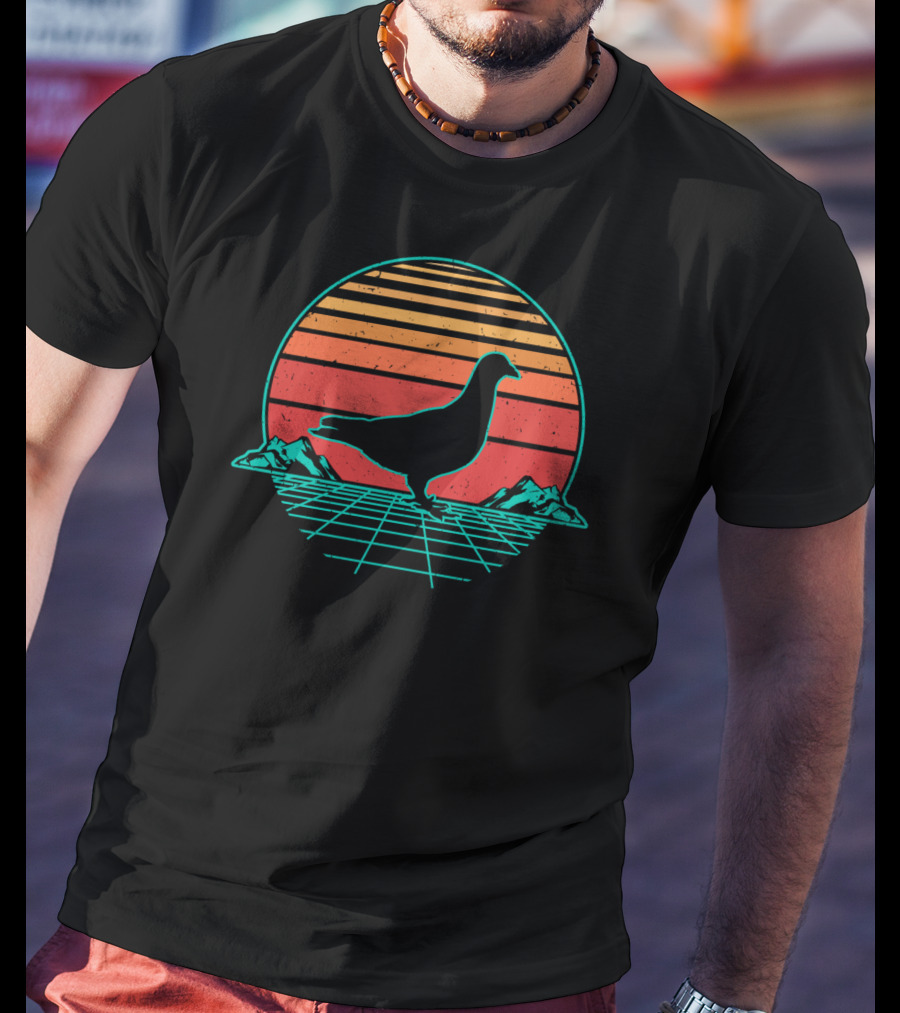 Pigeon Dove Bird Animal Vintagewave Sunset T-Shirt