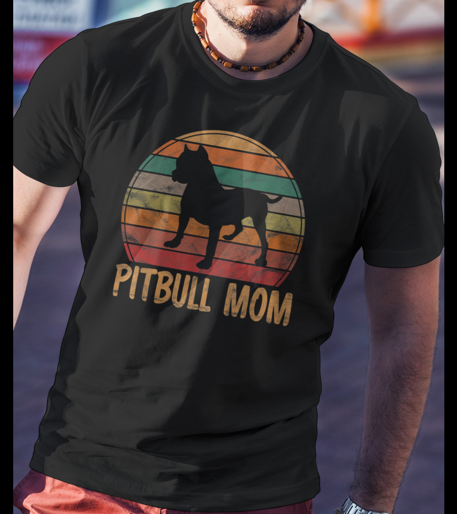 Pitbull Mom Dog Lover Pet Mother Pit Bull Mama Retro T-Shirt