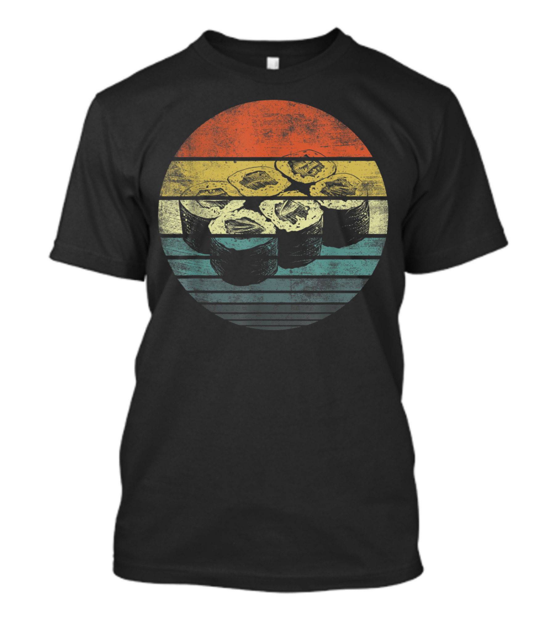 Retro Sushi Roll Sashimi Lover Vintage Japanese Food Chef T-Shirt