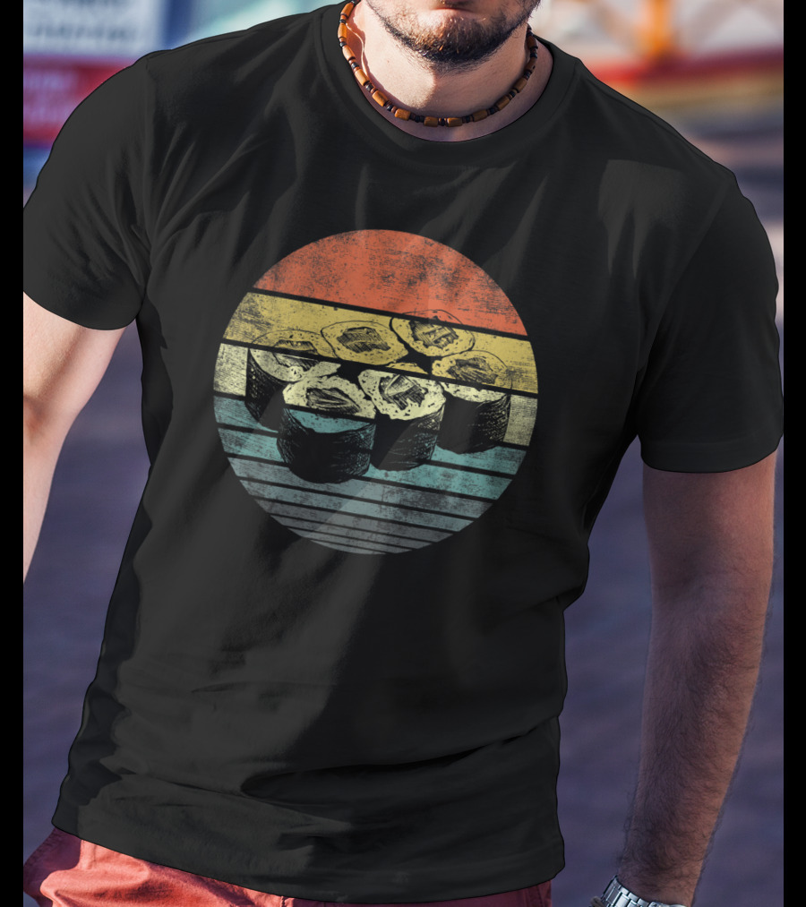 Retro Sushi Roll Sashimi Lover Vintage Japanese Food Chef T-Shirt