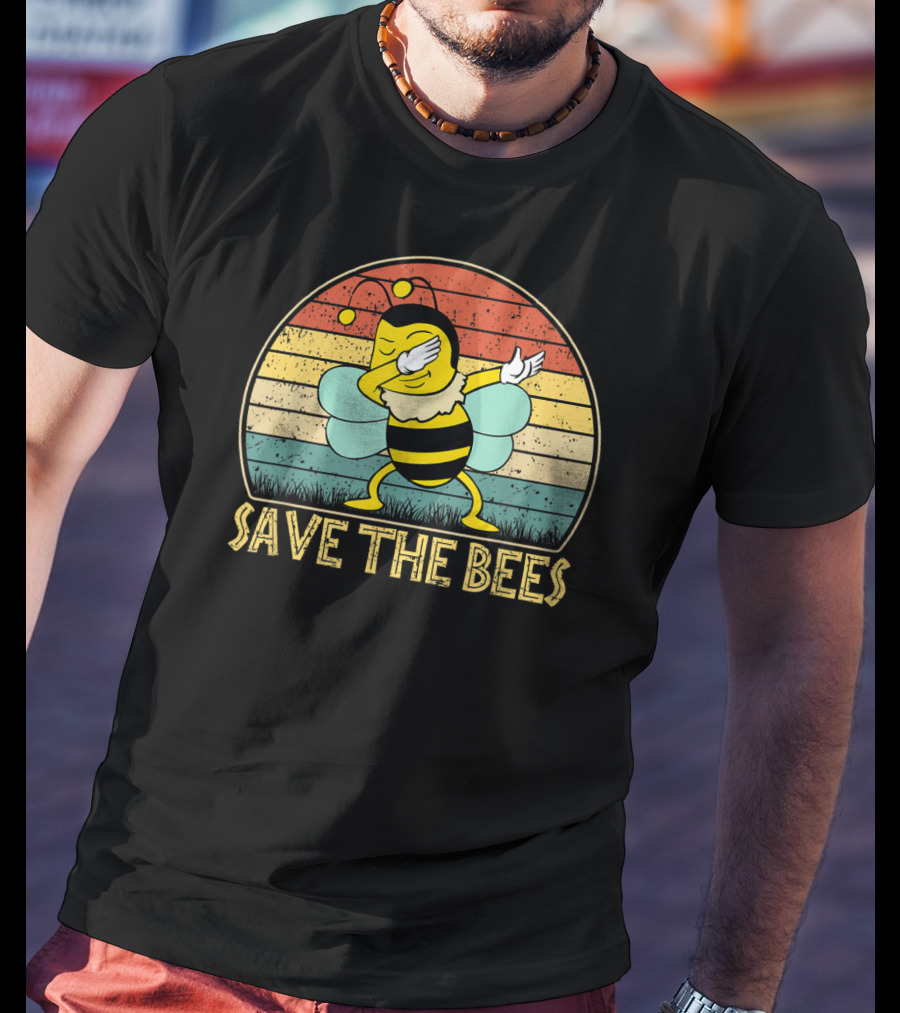 Save The Bees Vintage Dabbing Bee Retro Style Climate Change T-Shirt