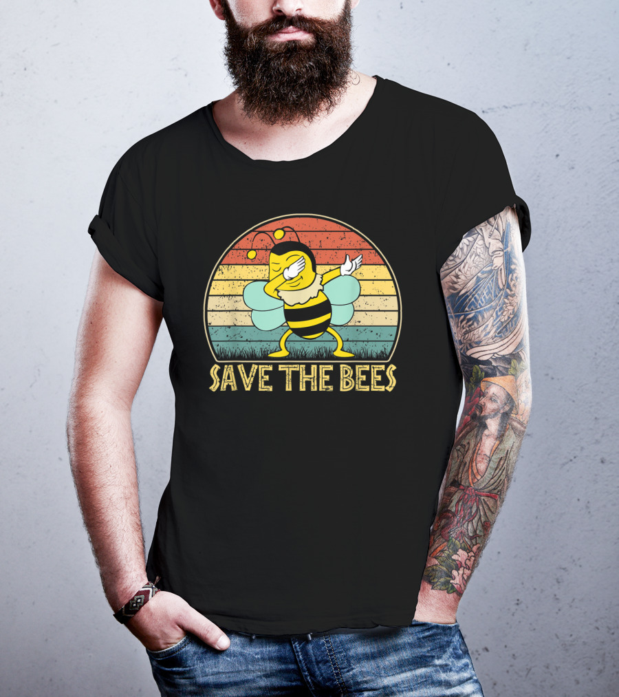 Save The Bees Vintage Dabbing Bee Retro Style Climate Change T-Shirt