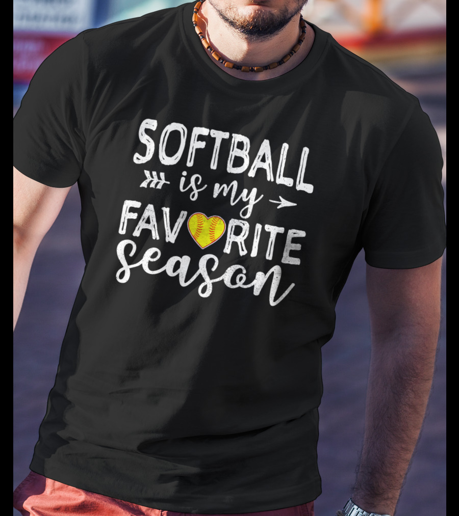 Softball Is My Favorite Season Heart Arrow T-Shirt