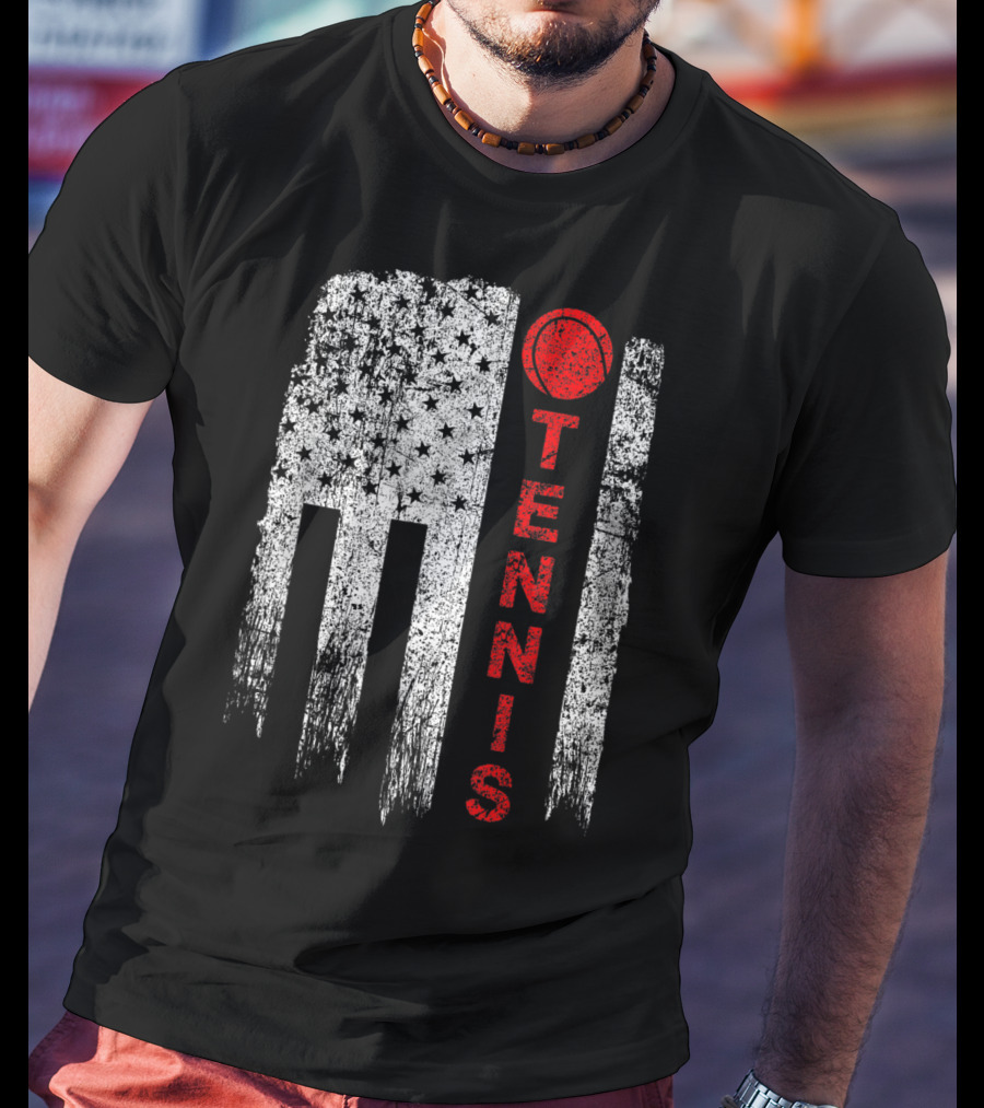 USA Red White Tennis Boys American Grunge T-Shirt