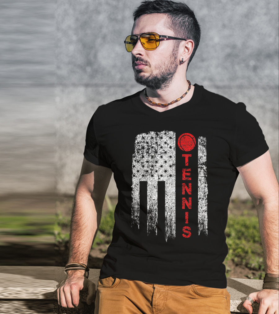 USA Red White Tennis Boys American Grunge T-Shirt