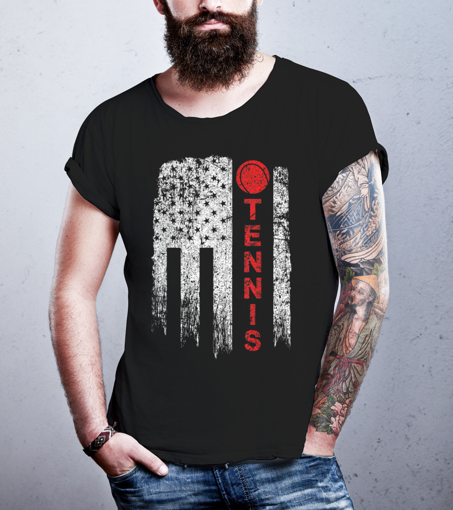 USA Red White Tennis Boys American Grunge T-Shirt
