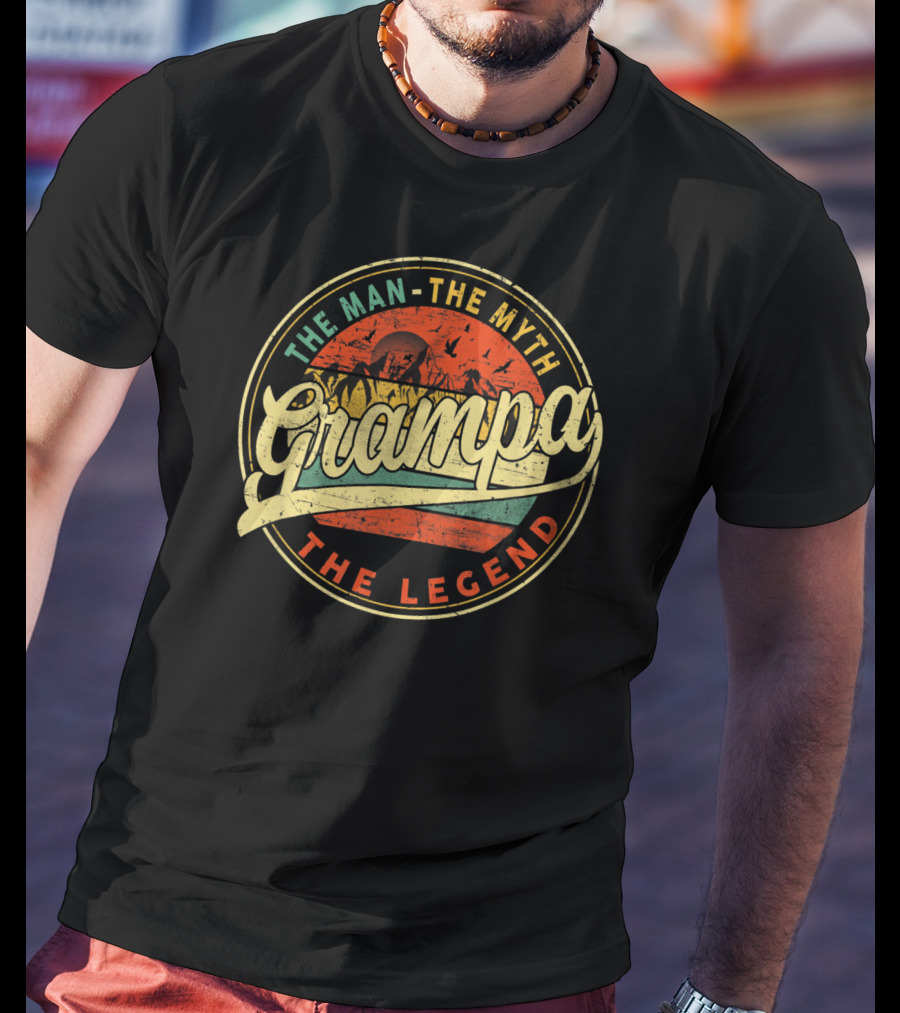 The Man The Myth The Legend Grampa Vintage Sunset T-Shirt