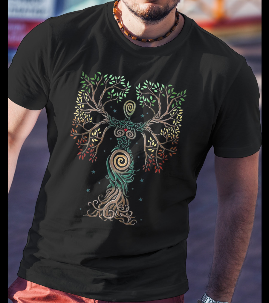 Tree Of Life Woman With Floral Design Elements T-Shirt