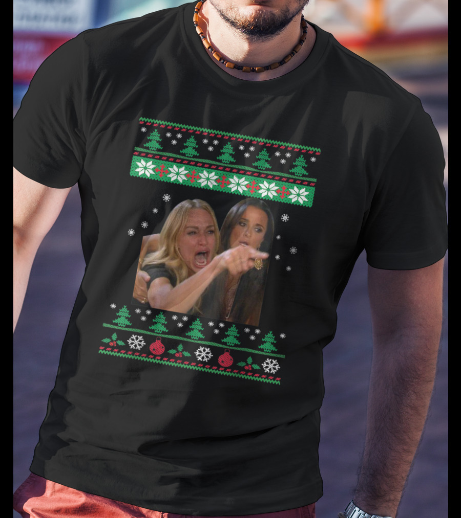 Woman Yelling At A Cat Ugly Christmas Sweater Meme T-Shirt