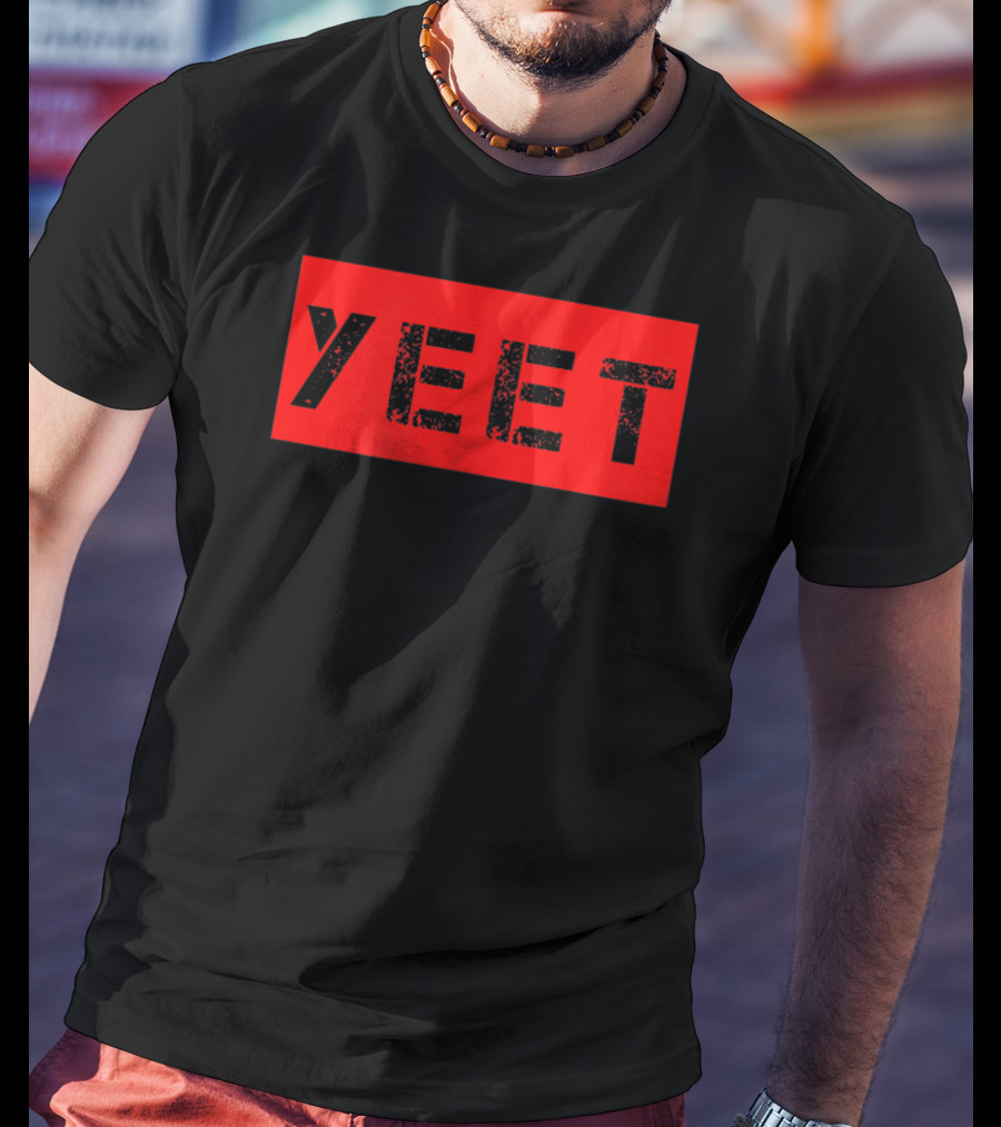 Yeet Meme Gamer Millennial Slogan Bold Red Block Text T-Shirt