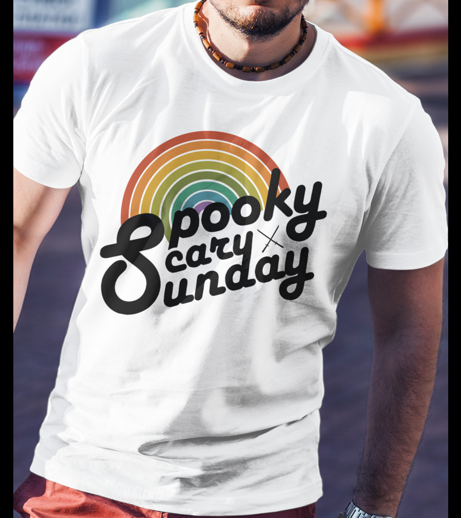 CoryxKenshin Spooky Scary Sunday Retro Rainbow T-Shirt