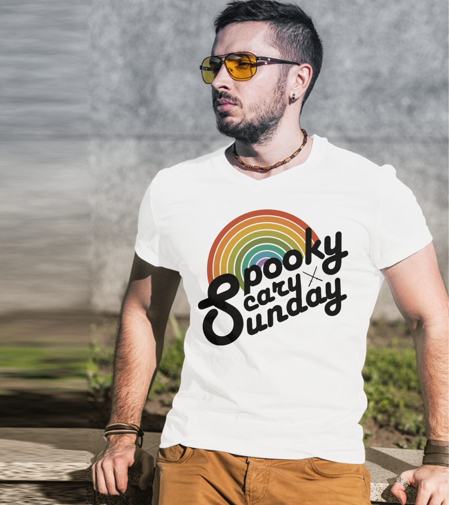 CoryxKenshin Spooky Scary Sunday Retro Rainbow T-Shirt